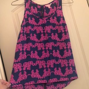 Lily Pulitzer Silk Elephant Tank Top Blouse
